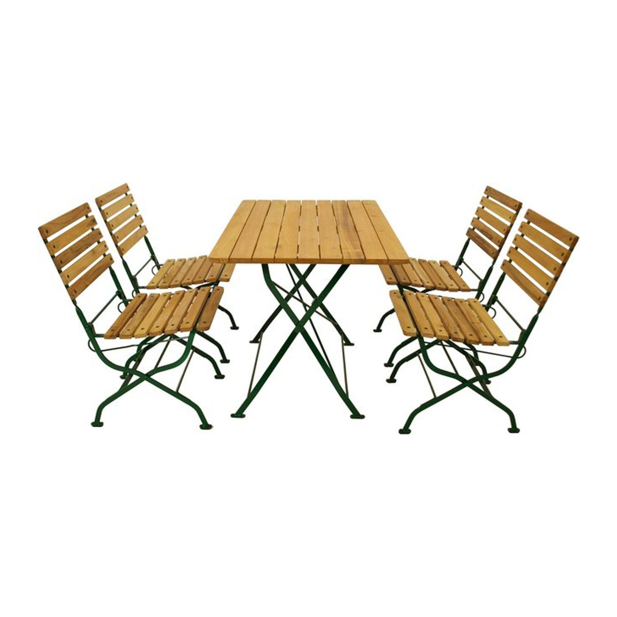 DEGAMO Klappgarnitur PASSAU 5-teilige Essgruppe aus Metall und Robinie in Grün im Industrial Design - Bild 1