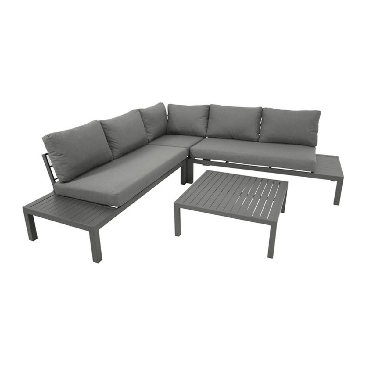 DEGAMO Lounge Set ROVIGNO aus Aluminium in Anthrazit mit grauen Polstern - Bild 1
