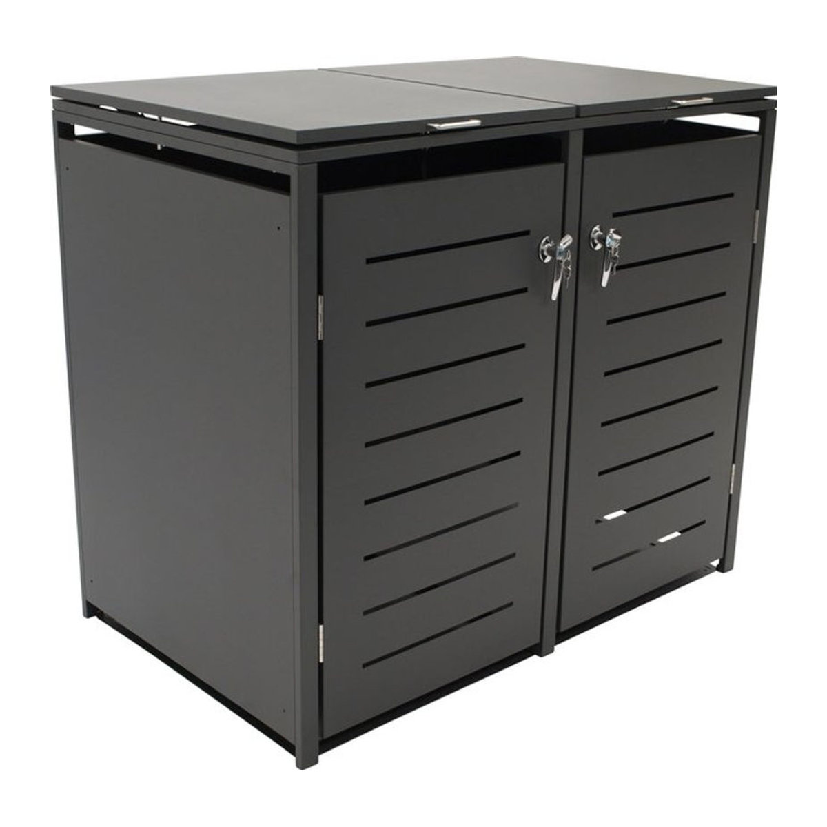 DEGAMO Mülltonnenbox aus Stahl für 2 Tonnen à 120 Liter, Farbe Anthrazit, B/T/H: 115 x 62 x 102 cm - Bild 1