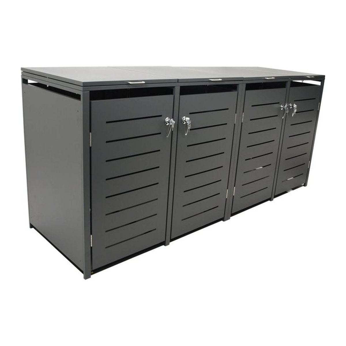 DEGAMO Mülltonnenbox aus Stahl für 4 Mülltonnen à 120 Liter, Farbe Anthrazit, B/T/H: 230 x 62 x 102 cm - Bild 1