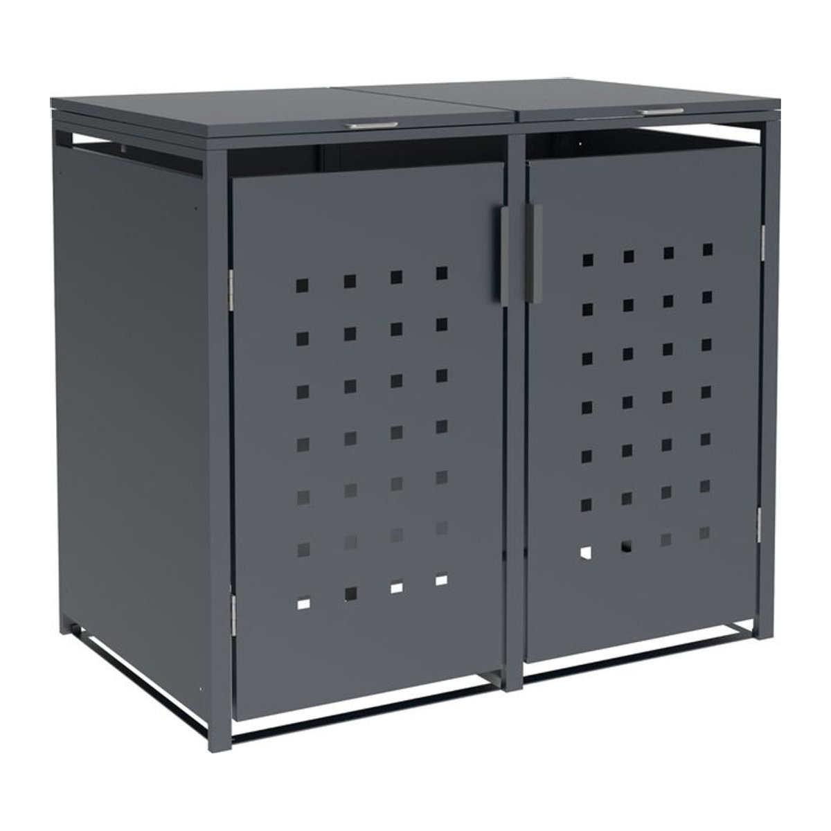 DEGAMO Mülltonnenbox TRIER aus Stahl für 2 Mülltonnen (120 und 240 Liter), Farbe Anthrazit, B/T/H: 132 x 80 x 116 cm - Bild 1