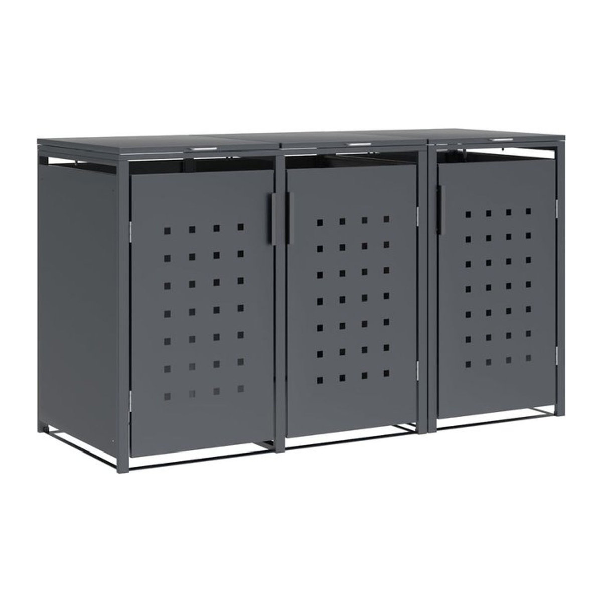 DEGAMO Mülltonnenbox TRIER aus Stahl für 3 Mülltonnen (120 und 240 Liter), Farbe Anthrazit, B/T/H: 200 x 80 x 116 cm - Bild 1