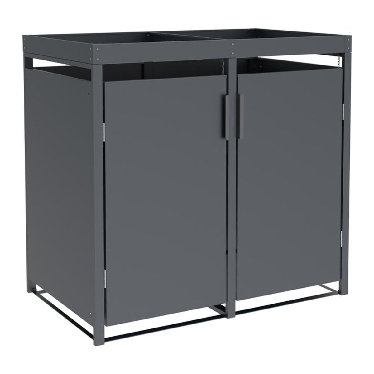 DEGAMO Mülltonnenbox ULM Anthrazit aus Stahl mit Pflanzkasten für 2 Mülltonnen (120 und 240 Liter), B/T/H: 132 x 80 x 124 cm - Bild 1