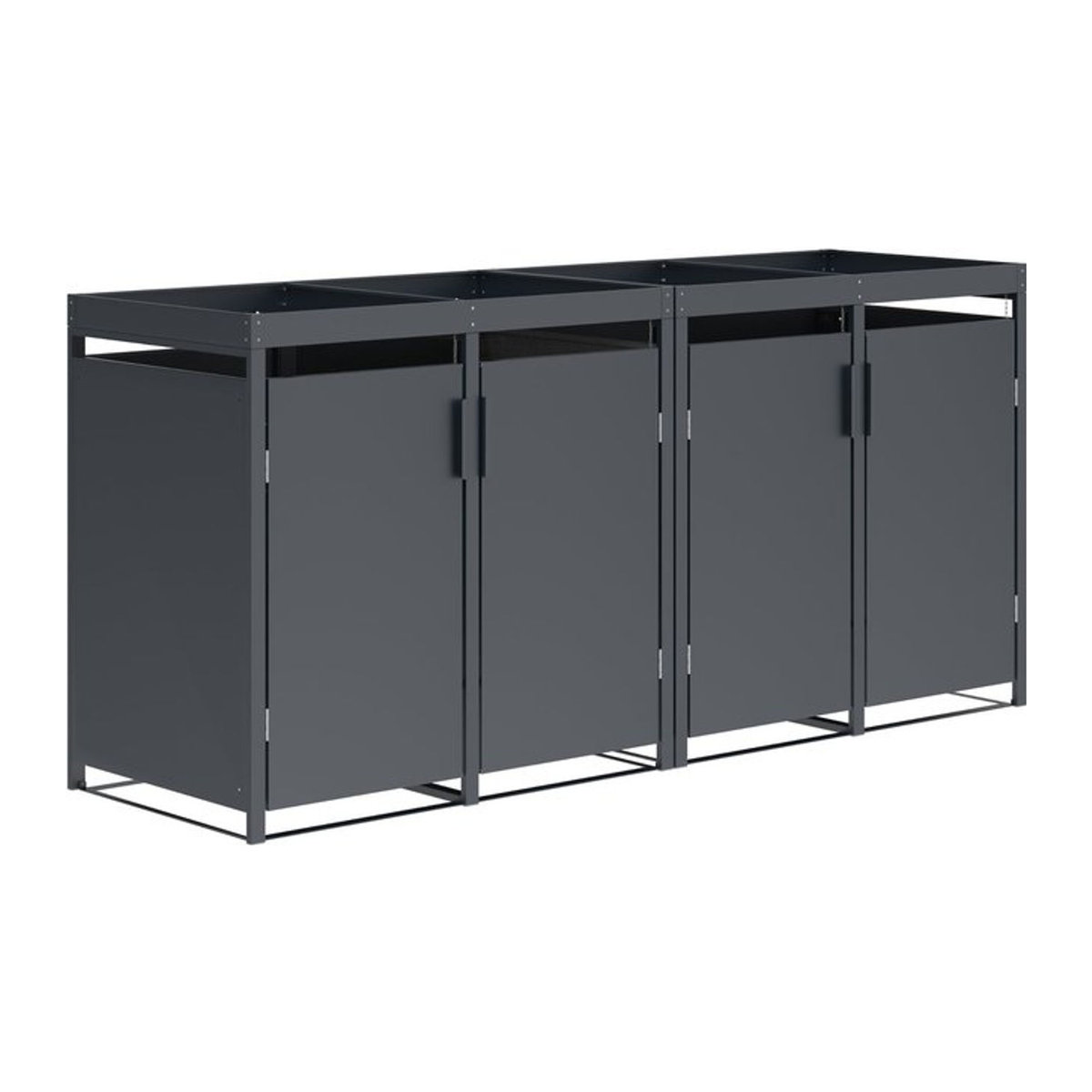 DEGAMO Mülltonnenbox ULM Anthrazit aus Stahl mit Pflanzkasten für 4 Mülltonnen (120 und 240 Liter), B/T/H: 264 x 80 x 124 cm - Bild 1