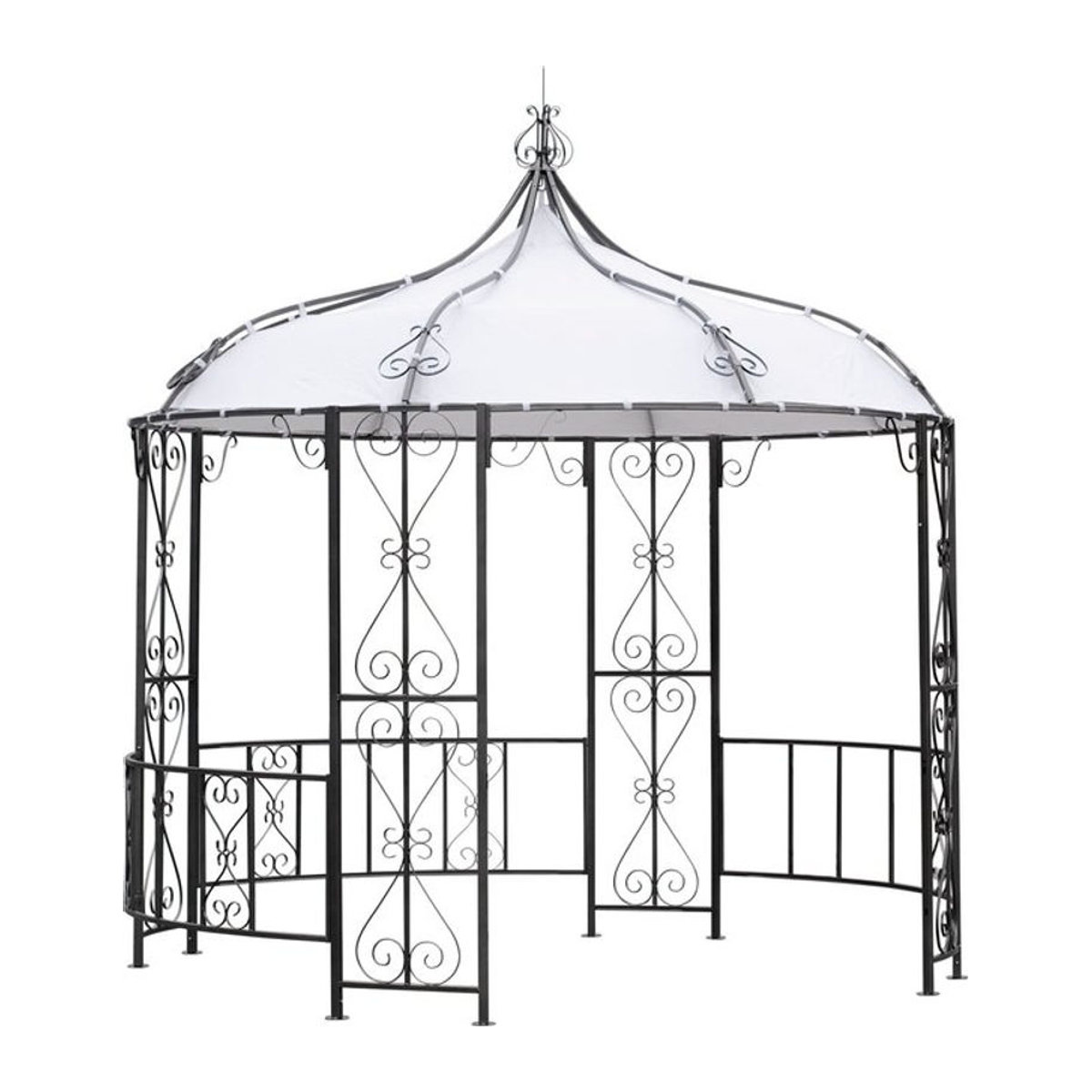 DEGAMO Pavillon BURMA rund 300 cm in Stahl Grau mit weißer PVC-beschichteter Plane - Bild 1
