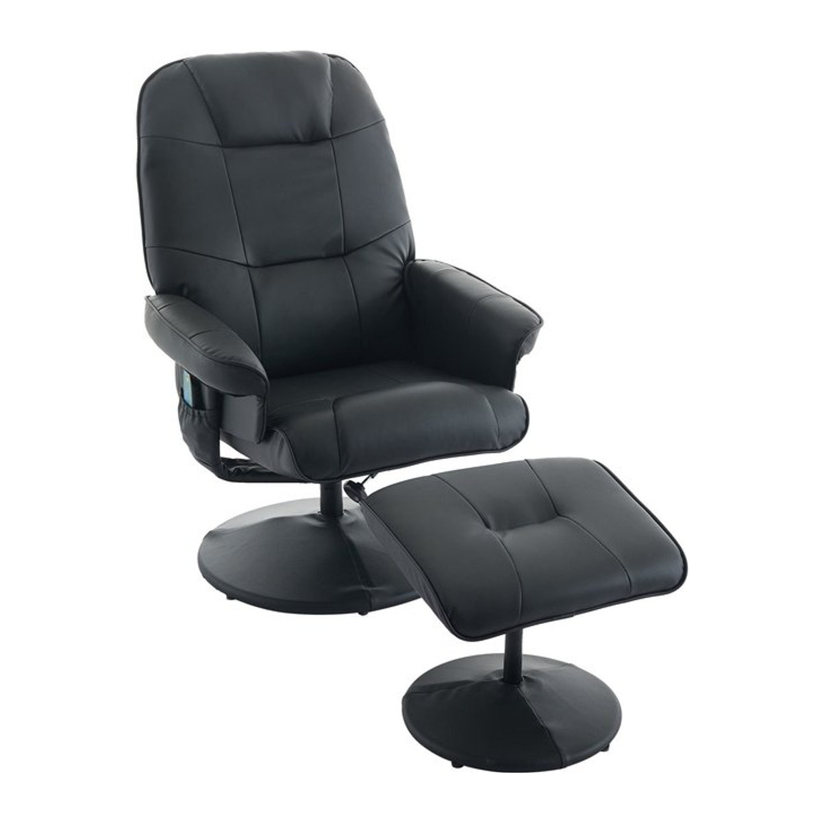 DEKO COLLECTION Relaxsessel mit Hocker in Schwarz, Massagesessel aus Kunstleder mit Heizung, Liegefunktion und 360° Drehung, B/T/H: 75 x 79,5 x 107 cm - Bild 1