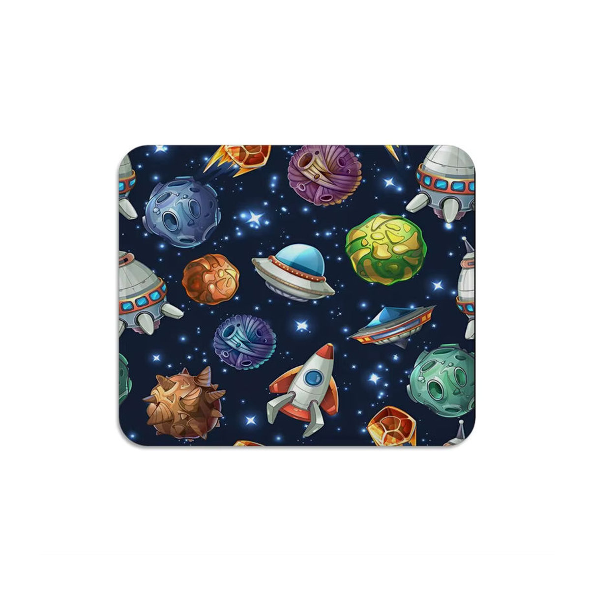 Dekokissen mit Weltraum-Motiv Sterne Mond und Raumschiff in 45 x 45 cm für Sofa und Büro - Bild 3