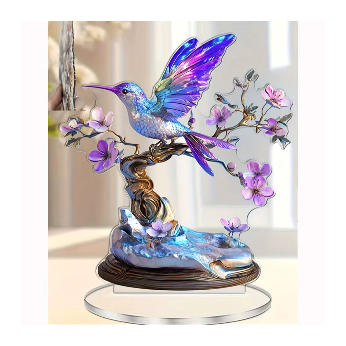 Dekorative Acryl-Figur Kolibris und Blumen in Mehrfarbig für dein Zuhause oder Büro - Bild 2