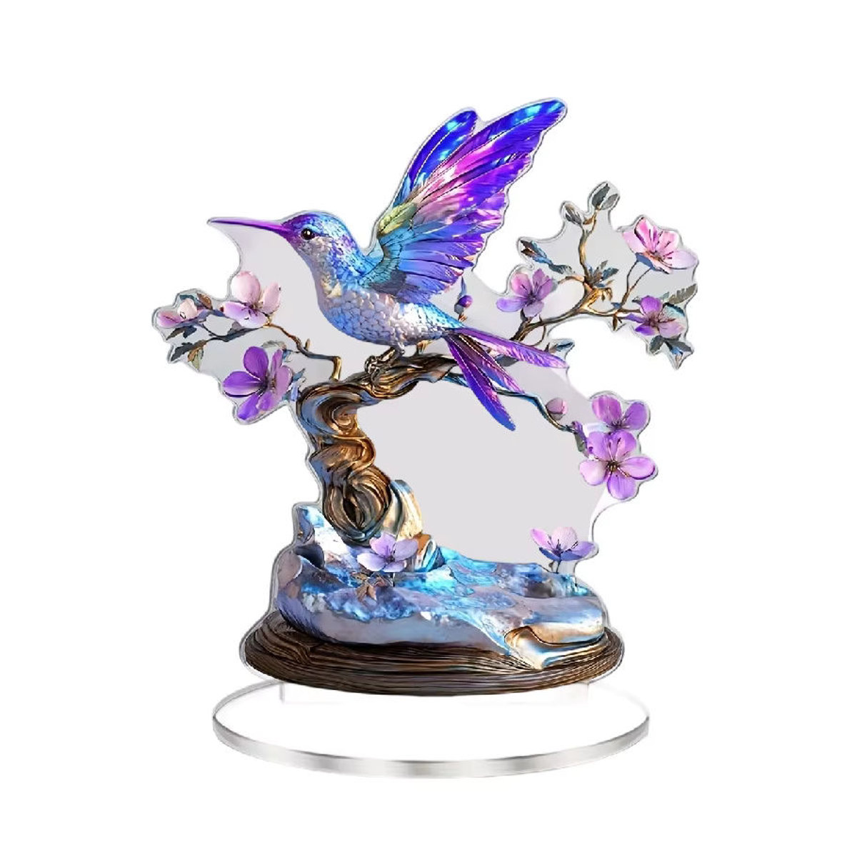 Dekorative Acryl-Figur Kolibris und Blumen in Mehrfarbig für dein Zuhause oder Büro - Bild 4