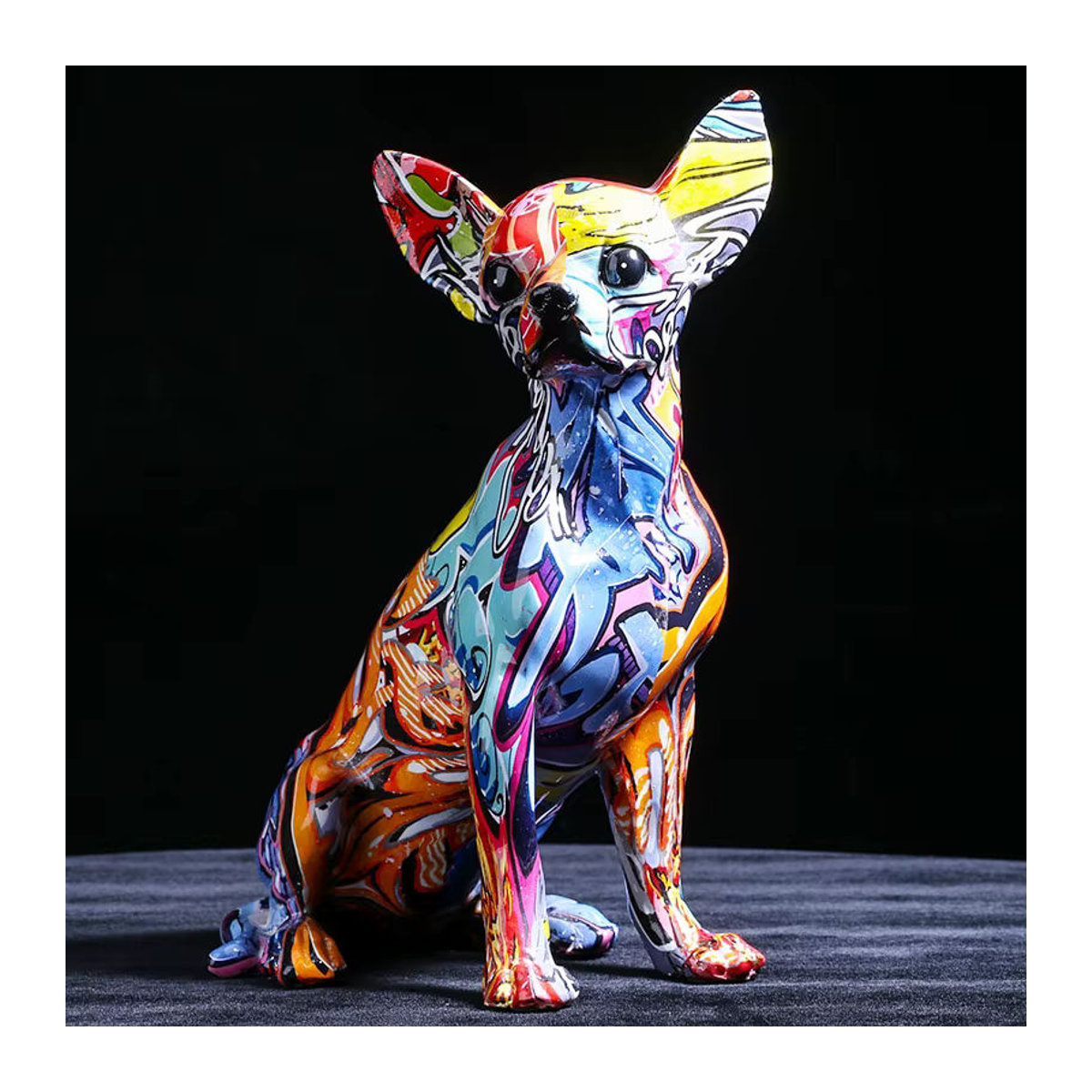 Dekorative Chihuahua Hund Statue aus Kunstharz in Mehrfarbig für Wohnzimmer und Büro - Bild 2