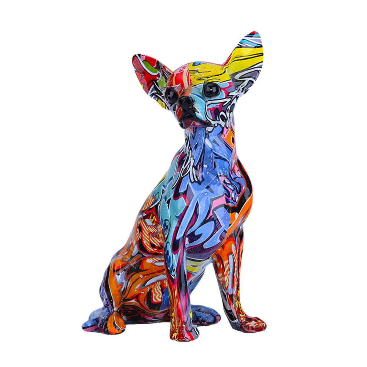 Dekorative Chihuahua Hund Statue aus Kunstharz in Mehrfarbig für Wohnzimmer und Büro - Bild 3