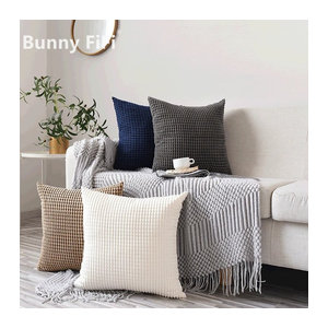 Dekorative Cord Kissenbezüge BUNNY FiFi in Mais Korn, Farben: Schwarz und Mehrfarbig, für Sofa und Schlafzimmer