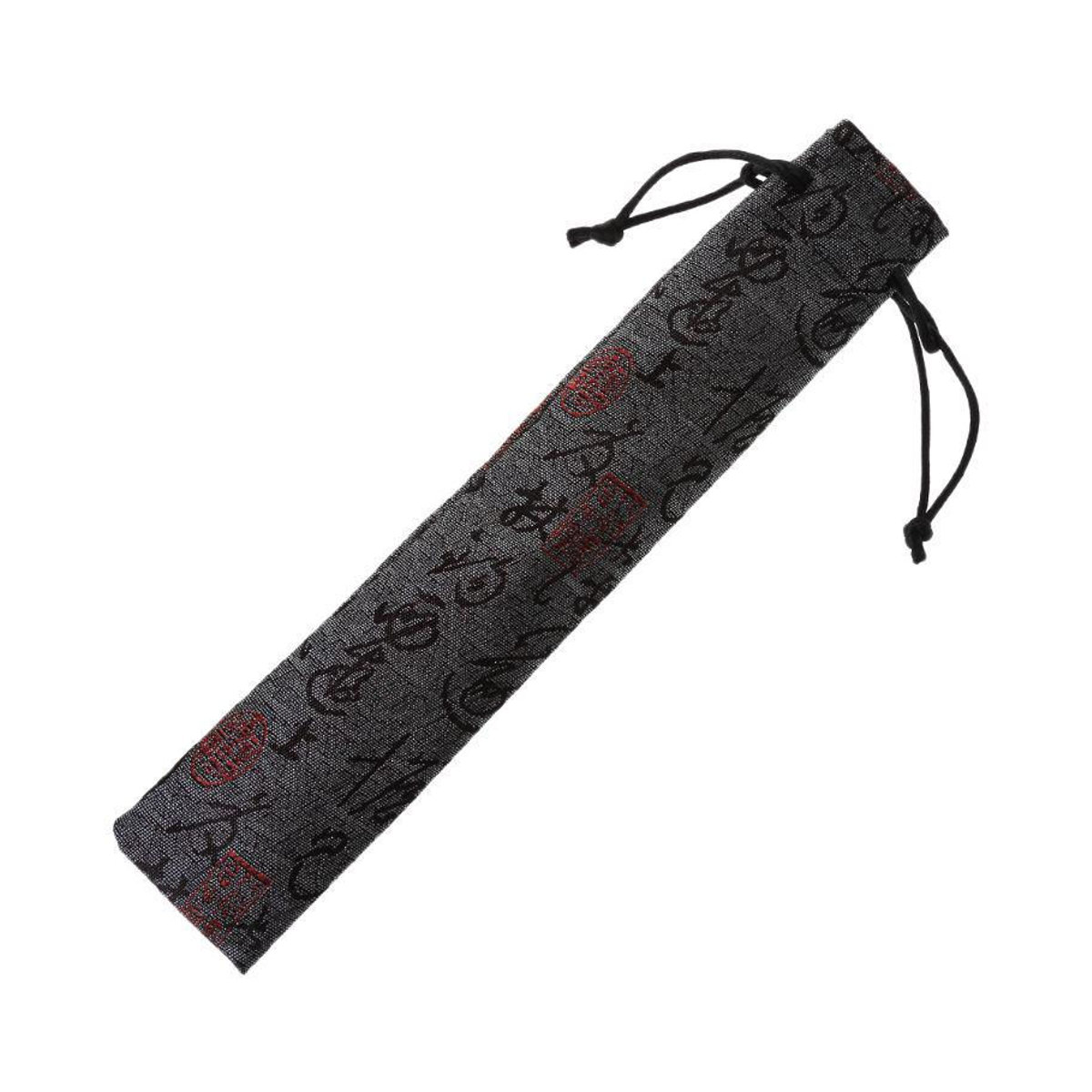 Dekorative faltbare Handfächertasche im chinesischen Kalligraphie-Stil aus Textil in Blau und Grau - Bild 2