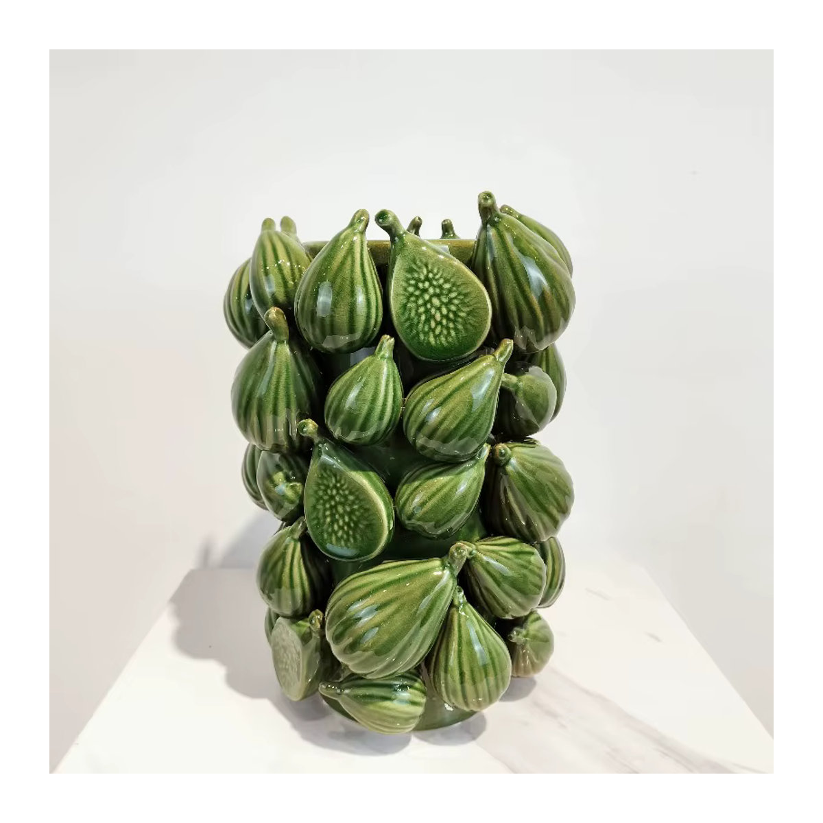 Dekorative Feigenvase aus Keramik in Grün im skandinavischen Design für Schnittblumen und Trockenblumen - Bild 5