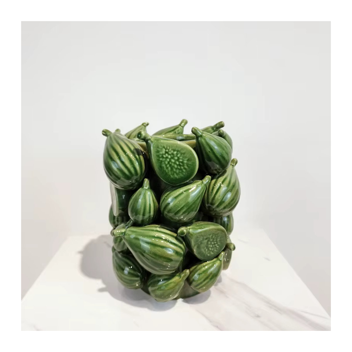Dekorative Feigenvase aus Keramik in Grün im skandinavischen Design für Schnittblumen und Trockenblumen - Bild 6