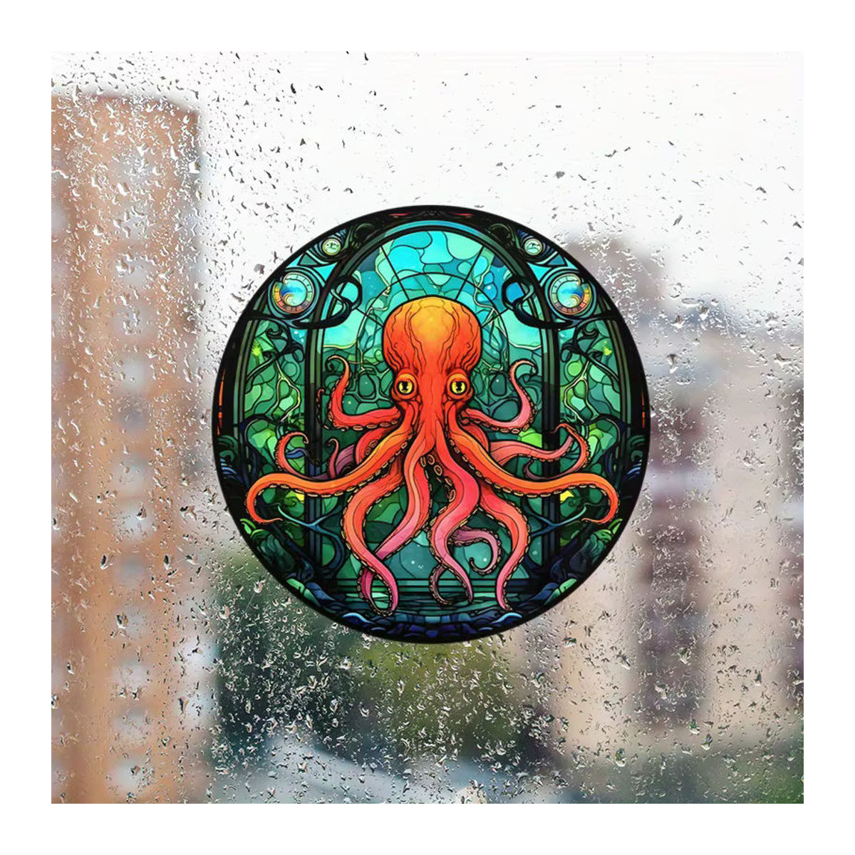 Dekorative Fensteraufkleber mit Octopus-Muster in Mehrfarbig, Statische Glasfolie für Auto, Wohnmobil und Zuhause - Bild 3