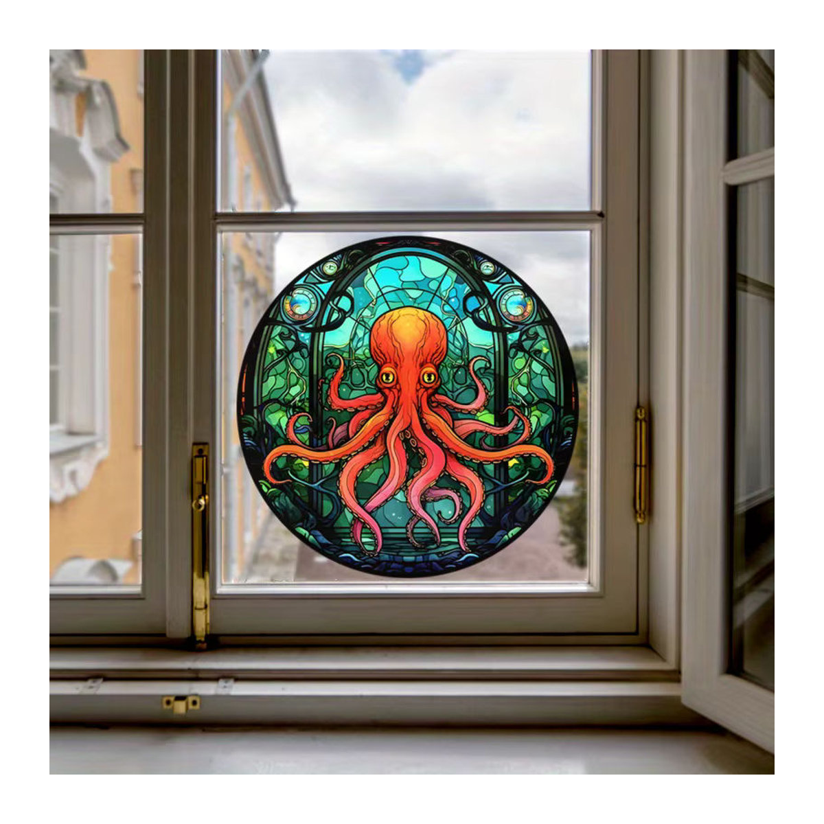 Dekorative Fensteraufkleber mit Octopus-Muster in Mehrfarbig, Statische Glasfolie für Auto, Wohnmobil und Zuhause - Bild 5