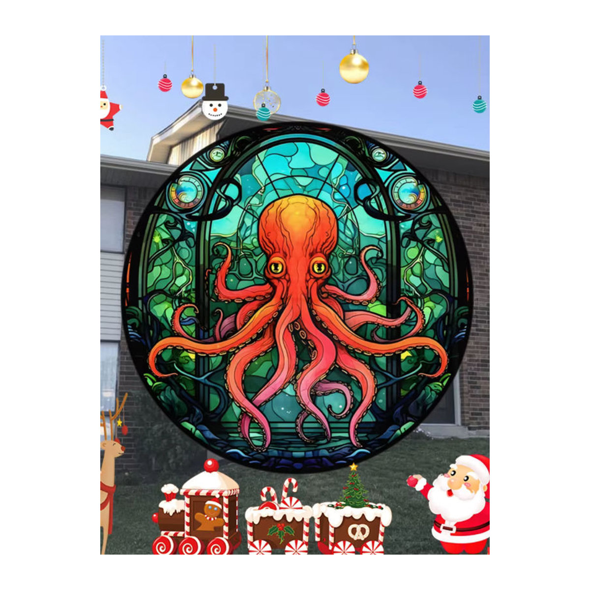 Dekorative Fensteraufkleber mit Octopus-Muster in Mehrfarbig, Statische Glasfolie für Auto, Wohnmobil und Zuhause - Bild 7