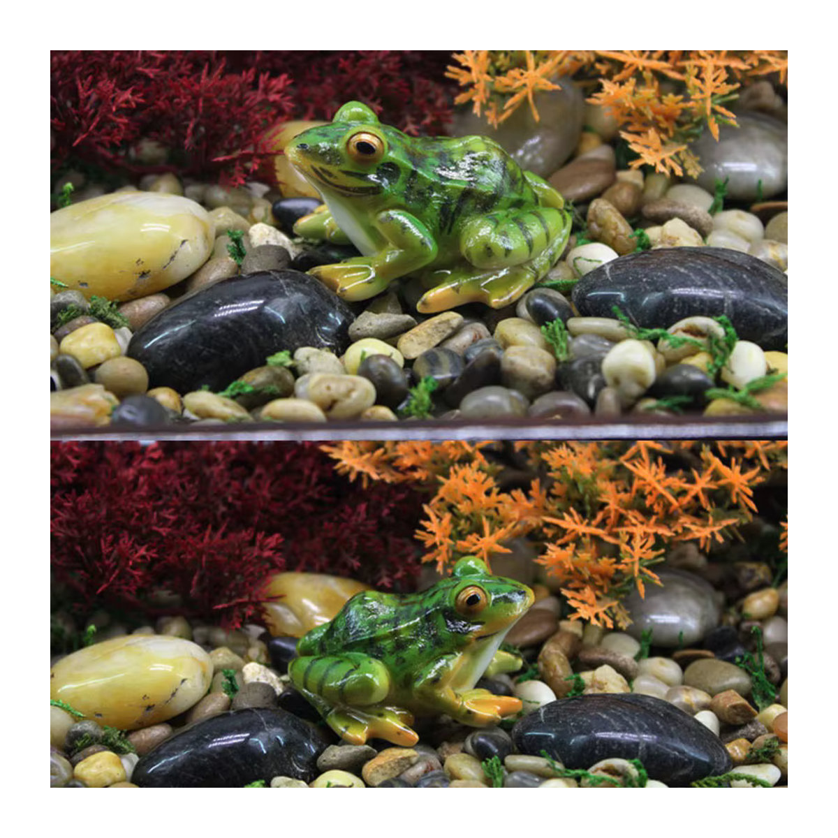 Dekorative Frosch Statue aus Kunstharz in Grün für Garten und Schreibtisch - Bild 5