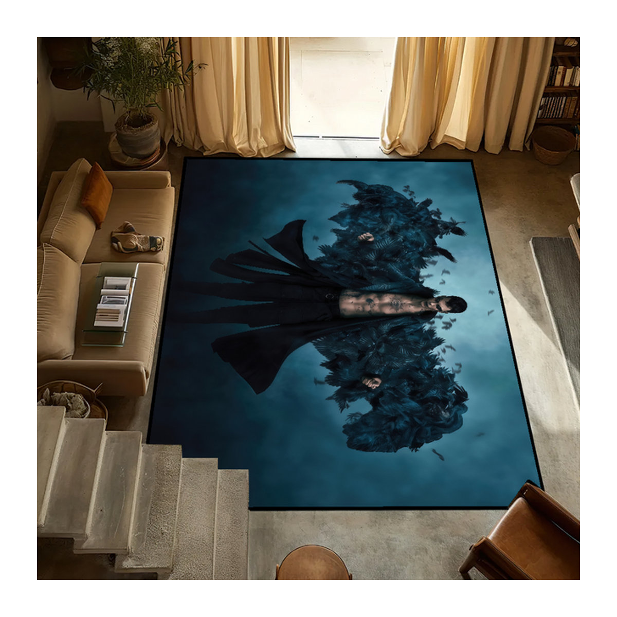 Dekorative Fußmatte Film T-Die Krähe Wiedergeburt in Blau für Wohnzimmer, Küche oder Bad - Bild 1