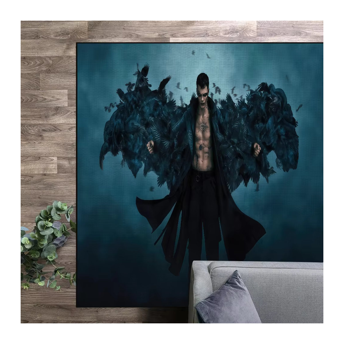 Dekorative Fußmatte Film T-Die Krähe Wiedergeburt in Blau für Wohnzimmer, Küche oder Bad - Bild 2