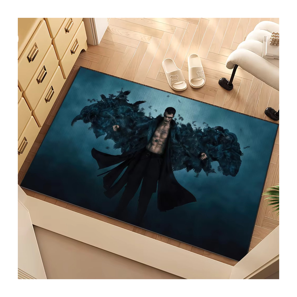 Dekorative Fußmatte Film T-Die Krähe Wiedergeburt in Blau für Wohnzimmer, Küche oder Bad - Bild 6