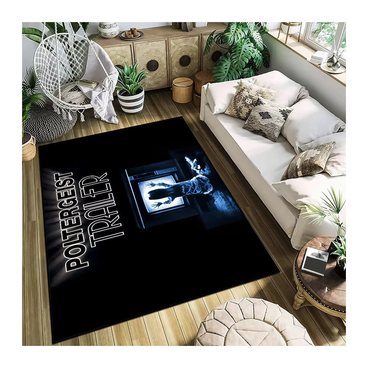 Dekorative Fußmatte Poltergeist Motiv in Schwarz für Wohnzimmer, Küche oder Bad - Bild 3