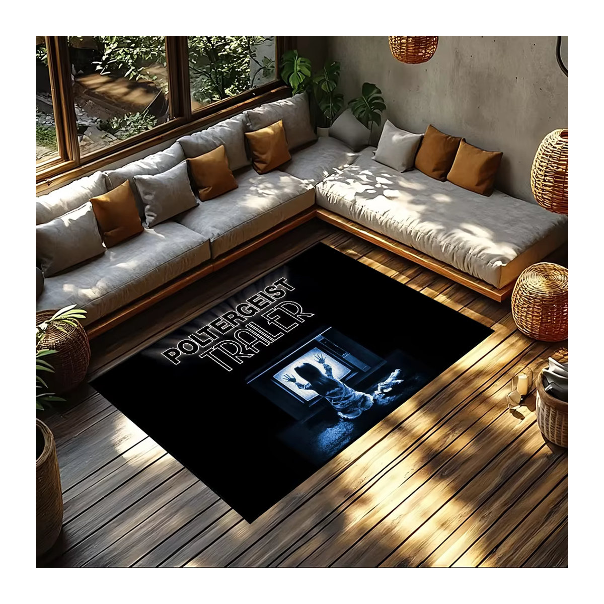 Dekorative Fußmatte Poltergeist Motiv in Schwarz für Wohnzimmer, Küche oder Bad - Bild 4