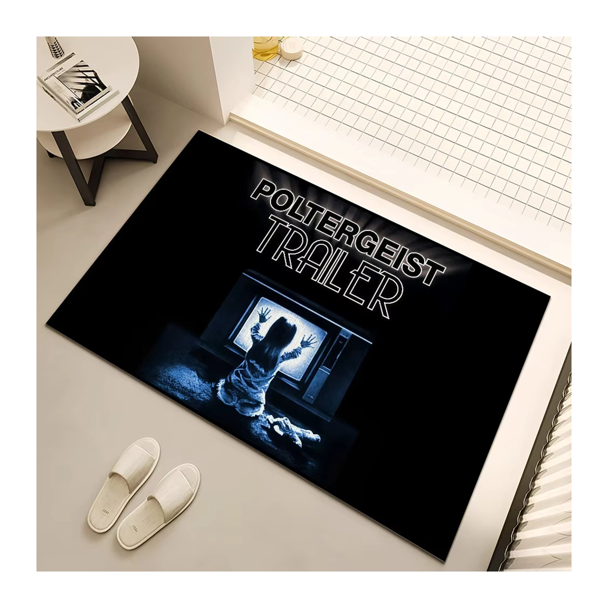 Dekorative Fußmatte Poltergeist Motiv in Schwarz für Wohnzimmer, Küche oder Bad - Bild 5