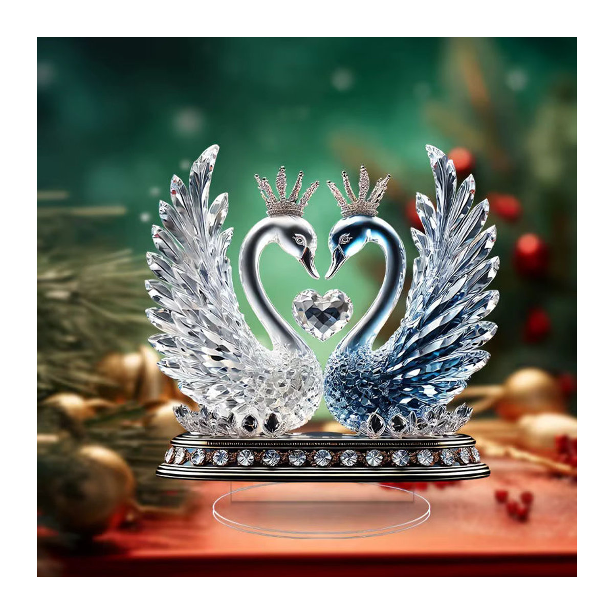 Dekorative Glas-Schwanen-Figur Love Swan in Transparent für die Tischdekoration und als Geschenk für Paare - Bild 1