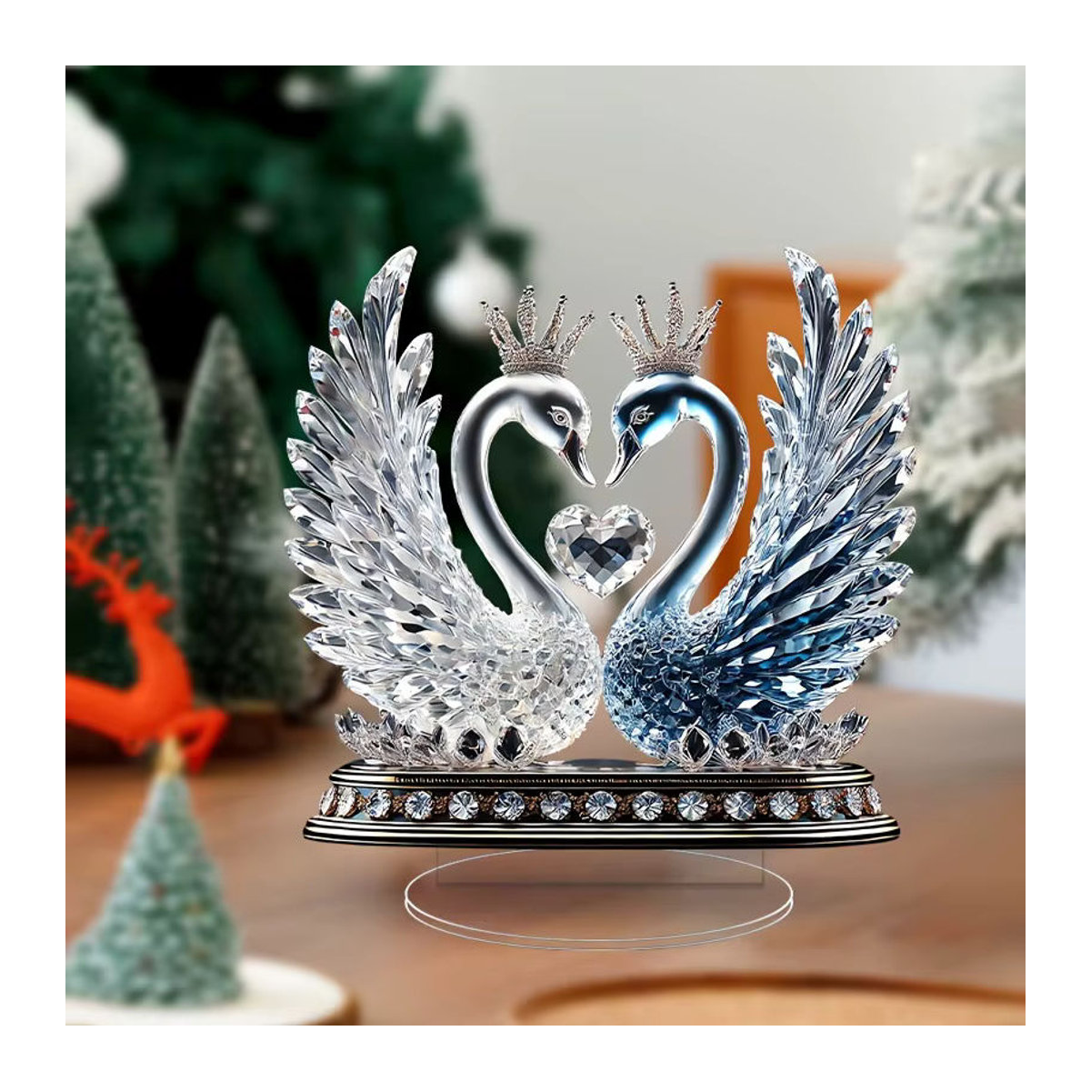 Dekorative Glas-Schwanen-Figur Love Swan in Transparent für die Tischdekoration und als Geschenk für Paare - Bild 2