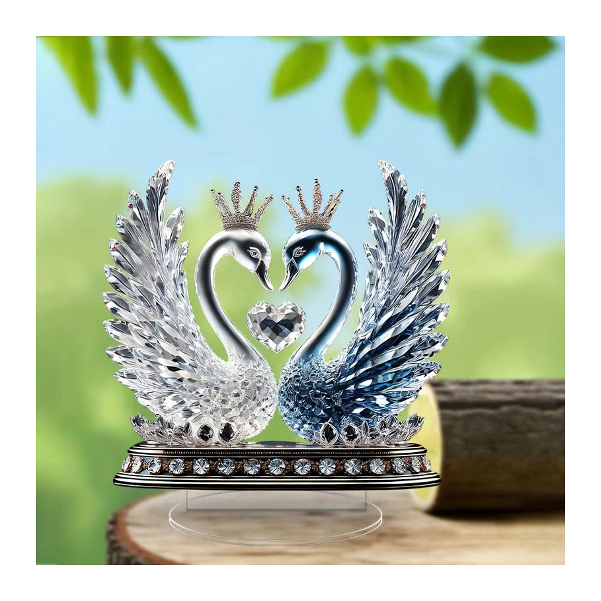 Dekorative Glas-Schwanen-Figur Love Swan in Transparent für die Tischdekoration und als Geschenk für Paare - Bild 3