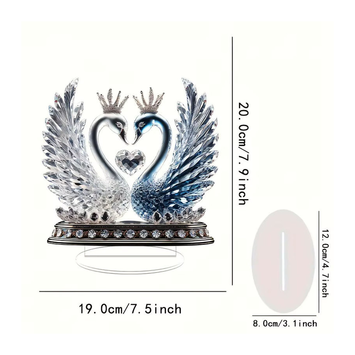 Dekorative Glas-Schwanen-Figur Love Swan in Transparent für die Tischdekoration und als Geschenk für Paare - Bild 4