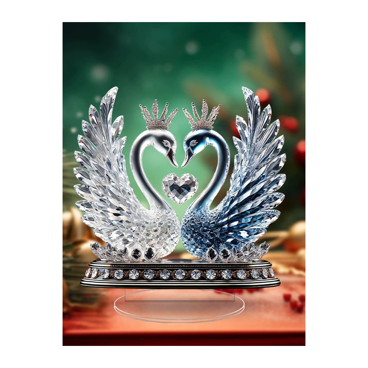 Dekorative Glas-Schwanen-Figur Love Swan in Transparent für die Tischdekoration und als Geschenk für Paare - Bild 5