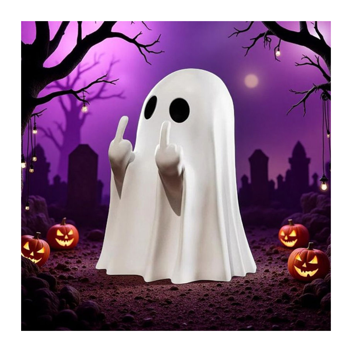 Dekorative Halloween Geister-Statue aus Keramik in Schwarz-Weiß als kleine Horror-Figur für deine Dekoration - Bild 1