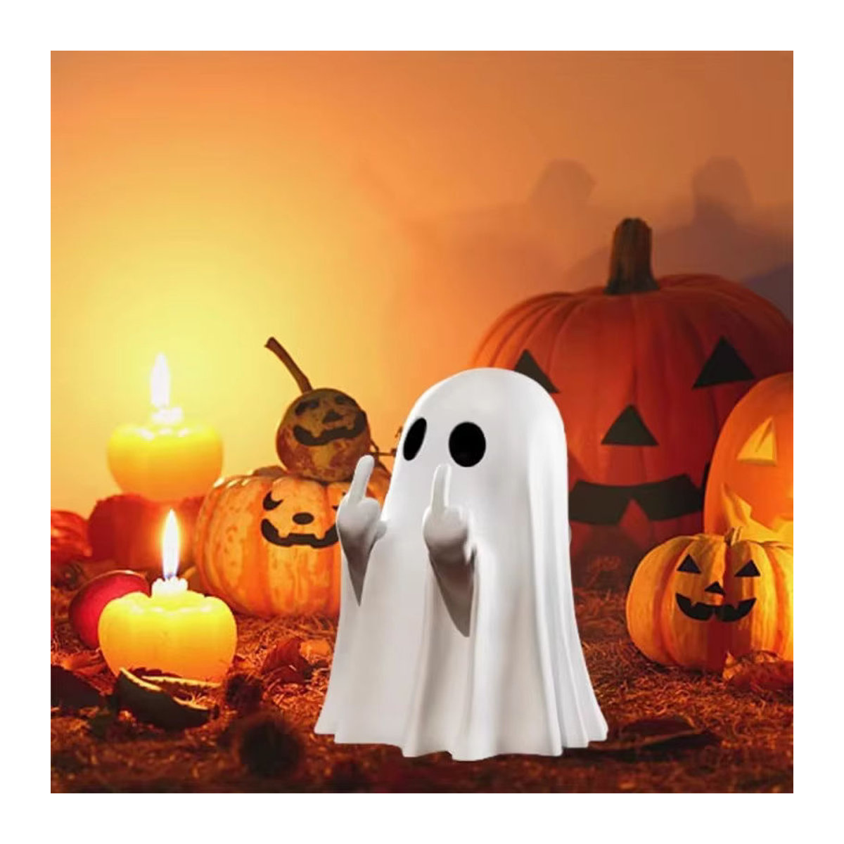 Dekorative Halloween Geister-Statue aus Keramik in Schwarz-Weiß als kleine Horror-Figur für deine Dekoration - Bild 3