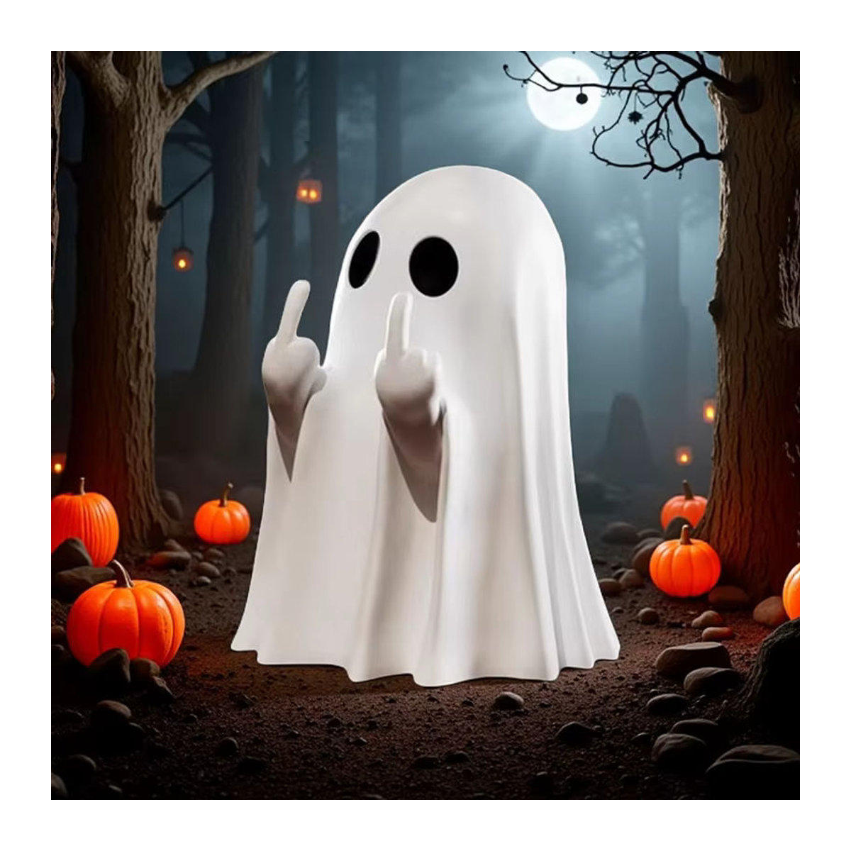 Dekorative Halloween Geister-Statue aus Keramik in Schwarz-Weiß als kleine Horror-Figur für deine Dekoration - Bild 4