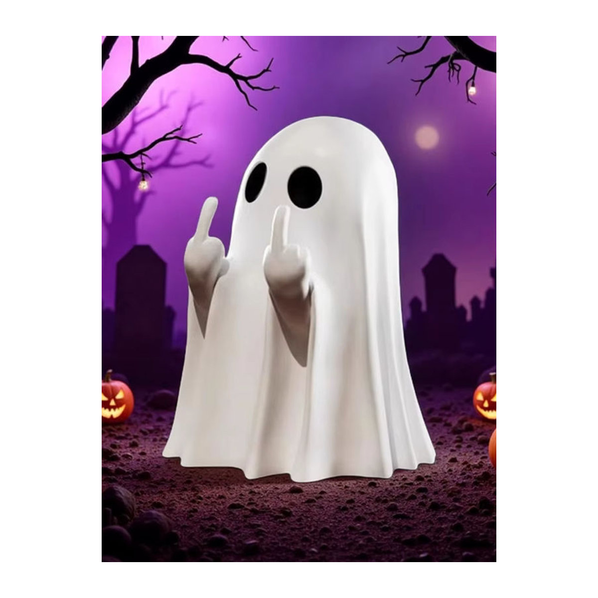 Dekorative Halloween Geister-Statue aus Keramik in Schwarz-Weiß als kleine Horror-Figur für deine Dekoration - Bild 6