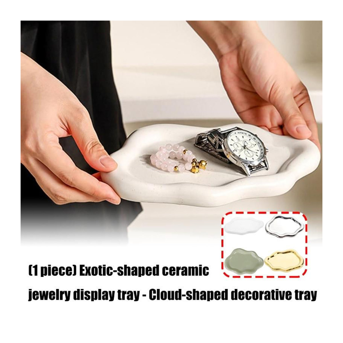 Dekorative Keramik-Schmuckschale in Wolkenform in Gold zur Präsentation von Schmuck und Kosmetik - Bild 6