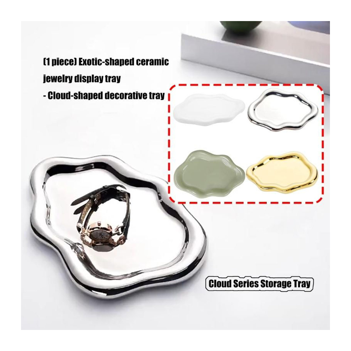 Dekorative Keramik-Schmuckschale in Wolkenform in Gold zur Präsentation von Schmuck und Kosmetik - Bild 7