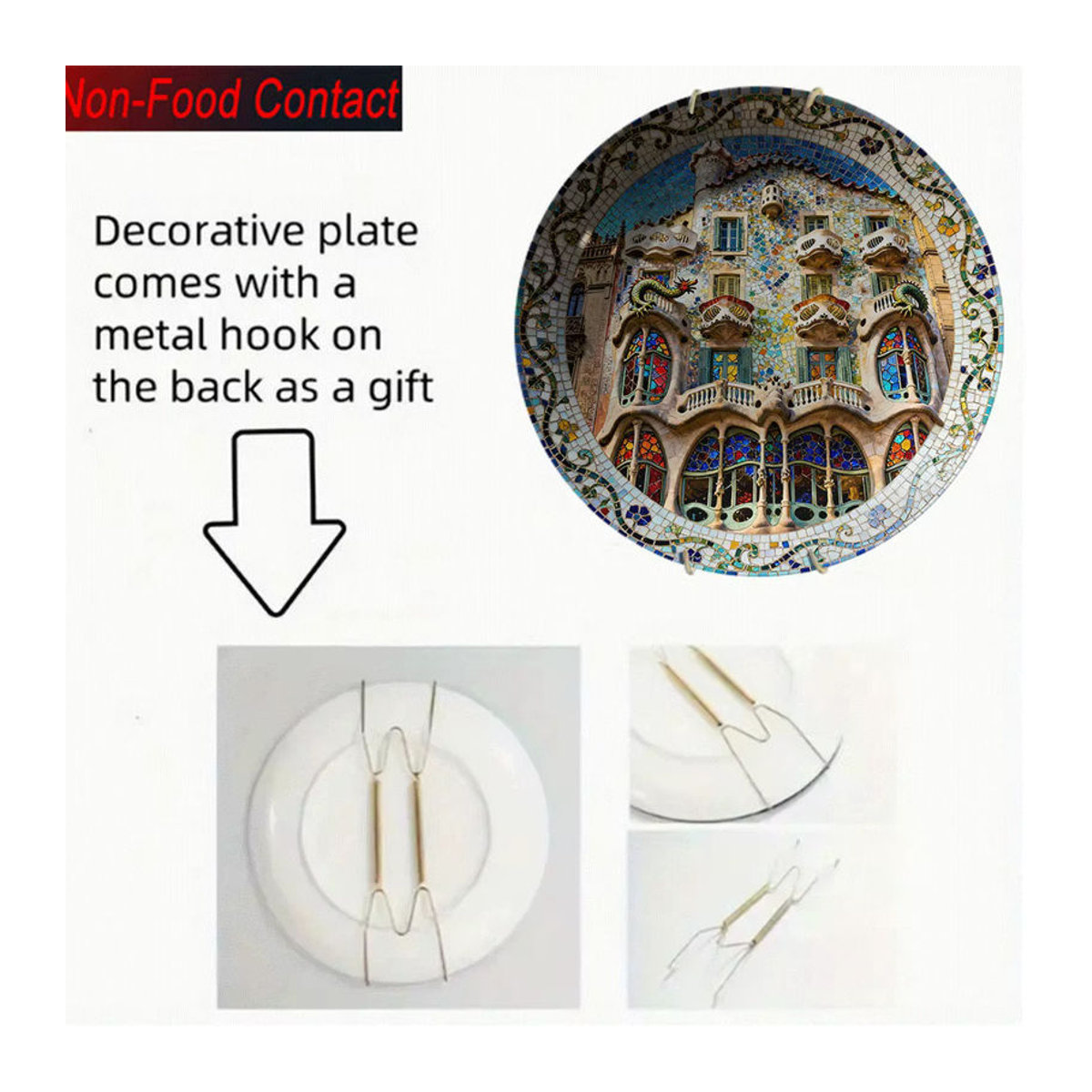 Dekorative Keramikplatte Batro House mit buntem Mosaik-Design im spanischen Gaudi-Stil, rund und abstrakt, mehrfarbig - Bild 5