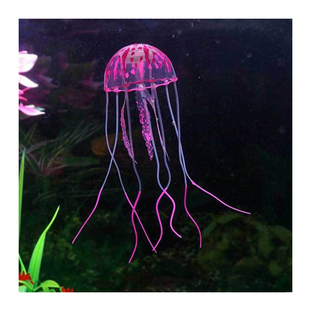 Dekorative künstliche Quallen für Aquarien mit weichen Tentakeln in Rot und Rosa aus Kunststoff - Bild 1