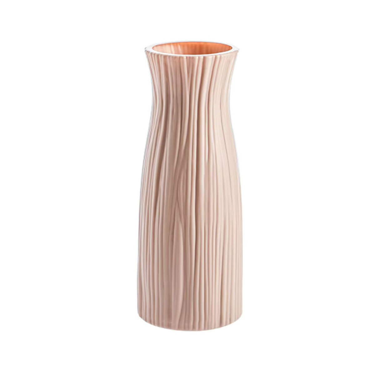 Dekorative Kunststoff Vase in Keramik-Optik für Schnittblumen und Topfpflanzen, Weiß/Beige, Skandinavischer Stil - Bild 3