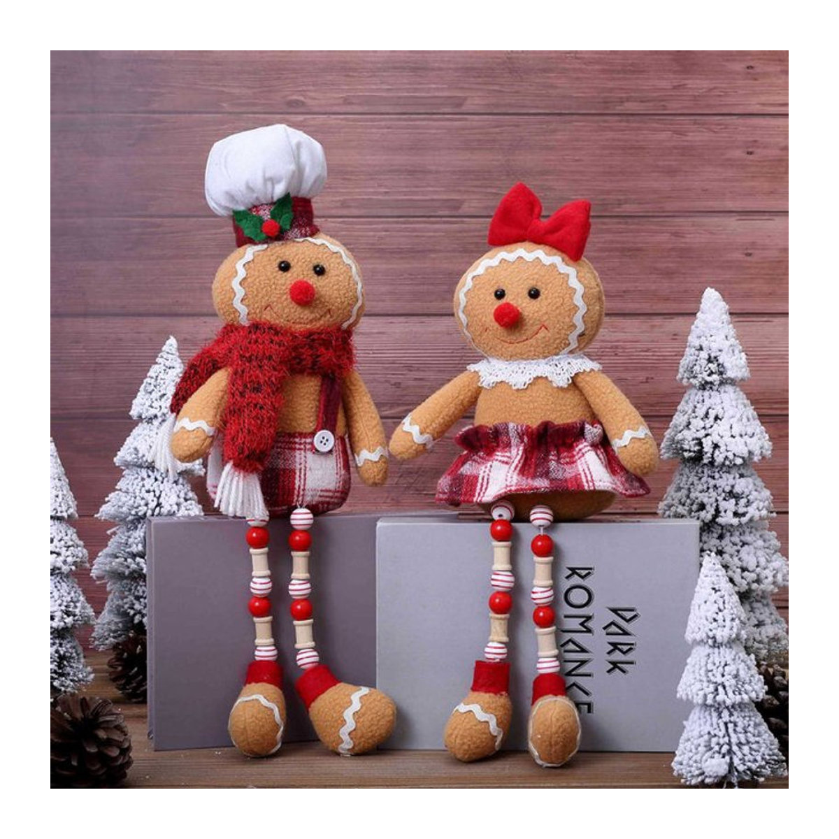 Dekorative Lebkuchenmann Puppe aus Holz und Textil in Mehrfarbig für die Weihnachtsdekoration - Bild 1