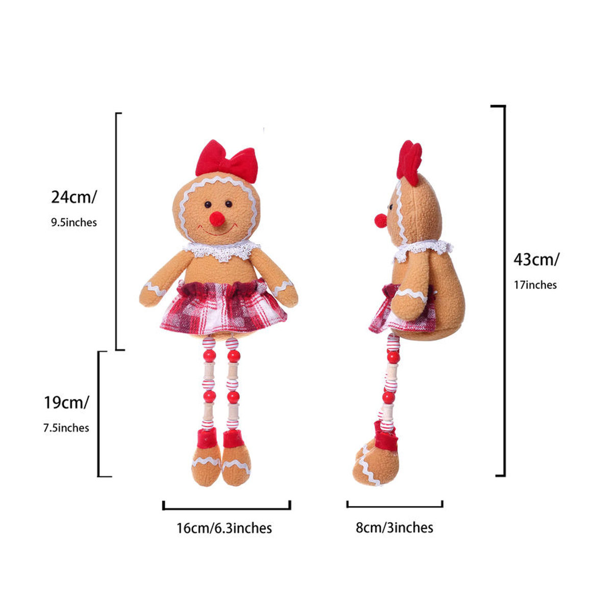 Dekorative Lebkuchenmann Puppe aus Holz und Textil in Mehrfarbig für die Weihnachtsdekoration - Bild 2