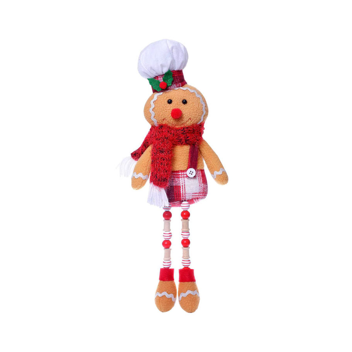 Dekorative Lebkuchenmann Puppe aus Holz und Textil in Mehrfarbig für die Weihnachtsdekoration - Bild 3