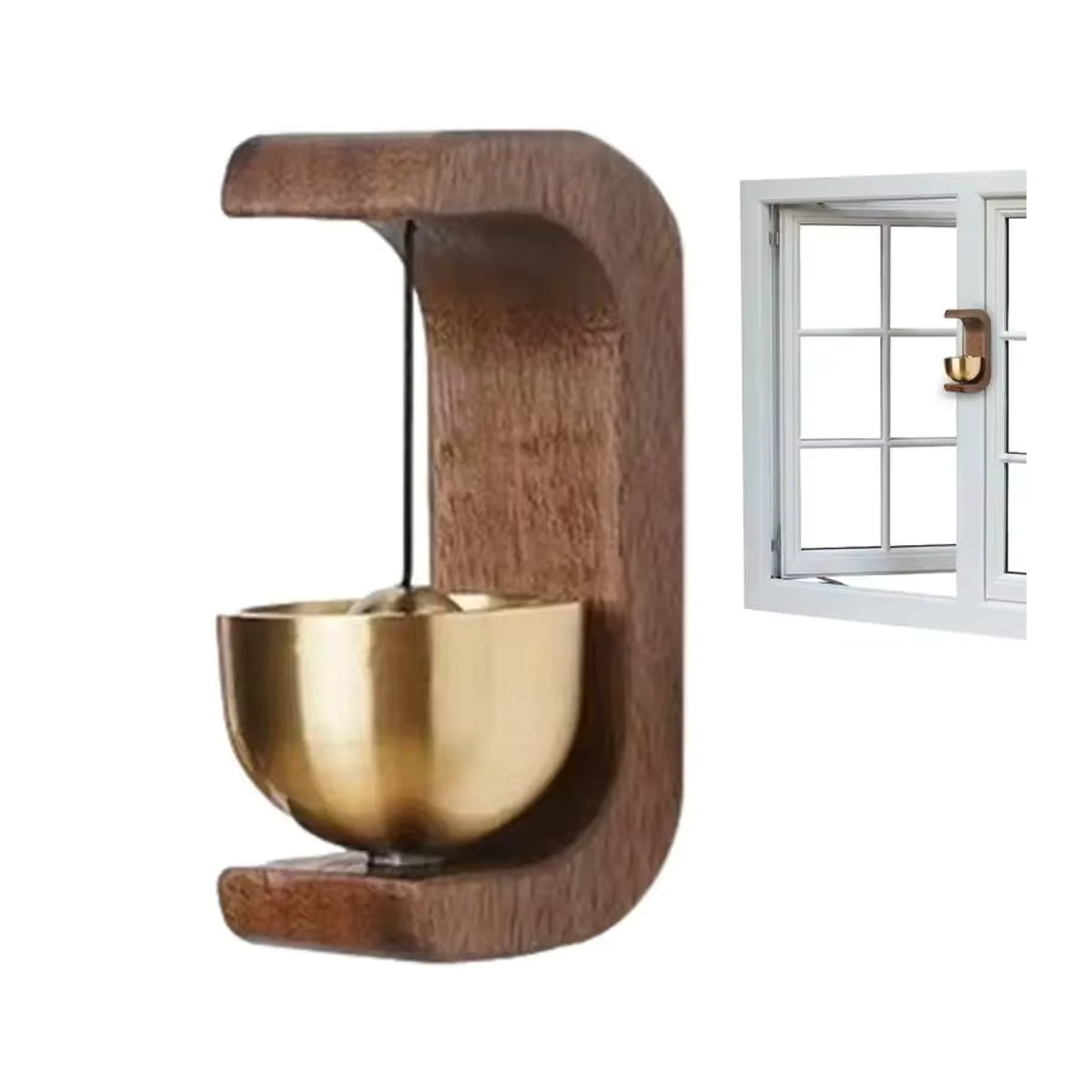Dekorative magnetische Türklingel aus braunem Holz mit Messing-Element für Eisentüren - Bild 7