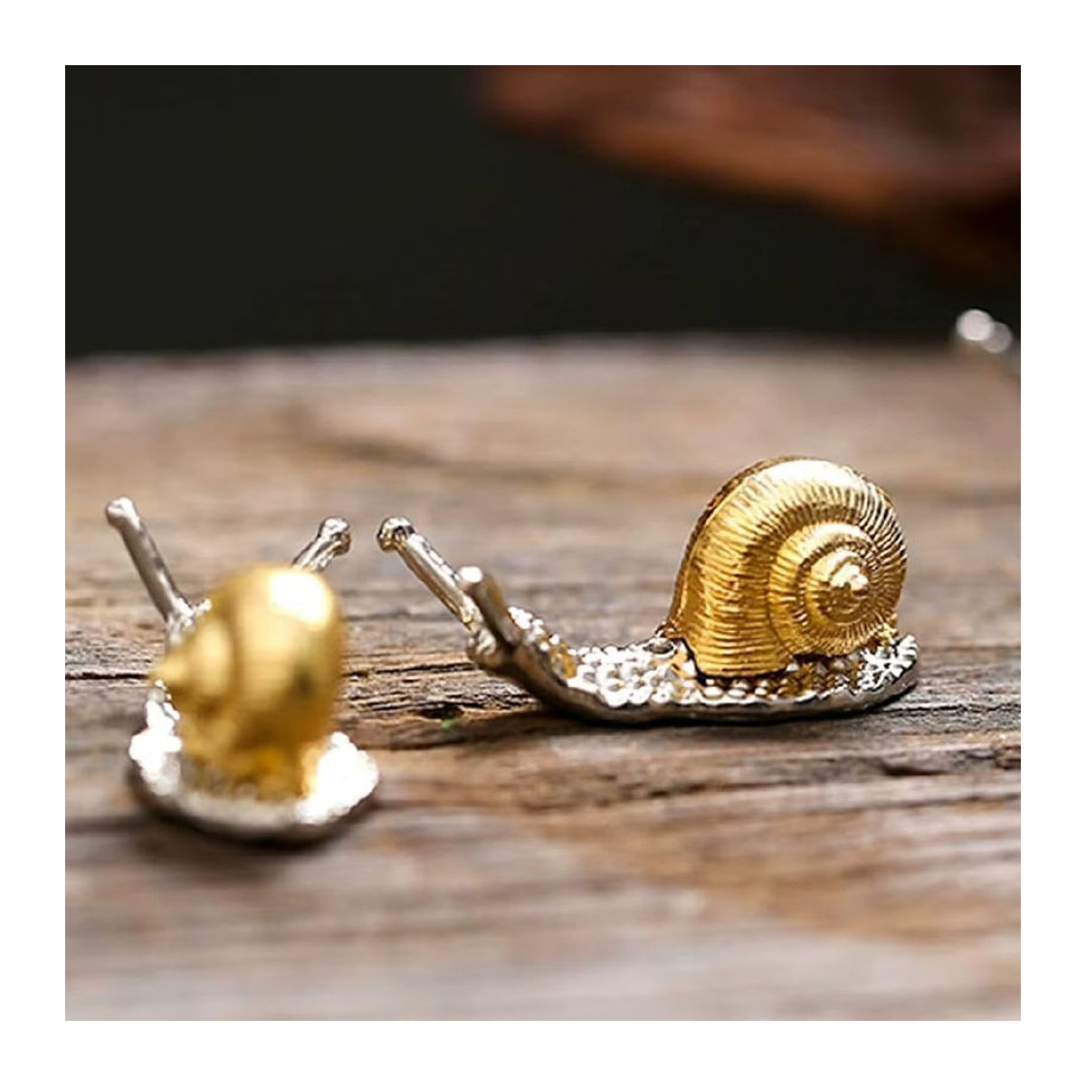 Dekorative Metall-Figuren aus Legierung in Gold für Bonsai und Weihrauch als kleine Tier-Ornamente (Schnecke und Schildkröte) - Bild 1