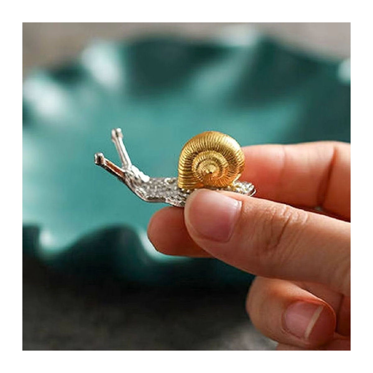 Dekorative Metall-Figuren aus Legierung in Gold für Bonsai und Weihrauch als kleine Tier-Ornamente (Schnecke und Schildkröte) - Bild 2