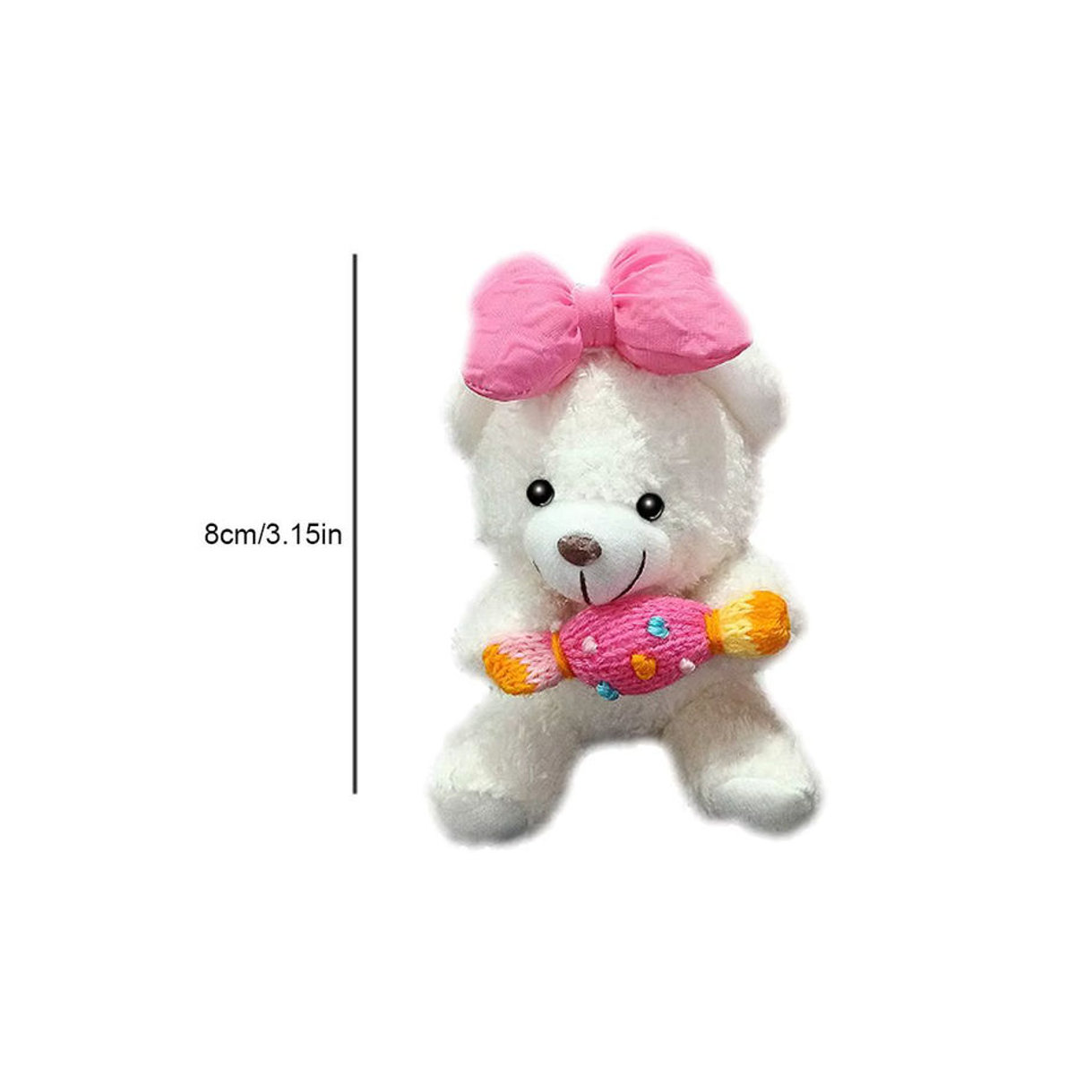 Dekorative Plüschbär-Figur aus Textil in Weiß als Auto-Innenraum-Ornament für Armaturenbrett oder Mittelkonsole - Bild 5